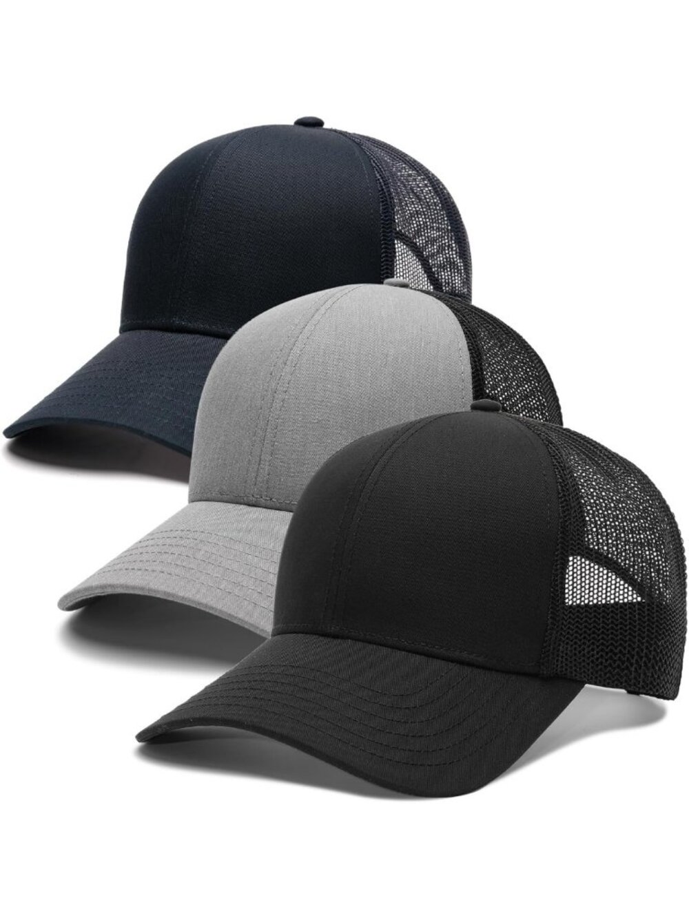 Men's Adjustable Trucker Hat 3-Pack | Soft Cotton, Breathable Mesh, Sun